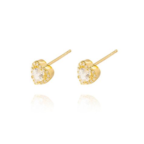 Aros Oro Amarillo 18kt Tipo Corazón Con Circonita-2
