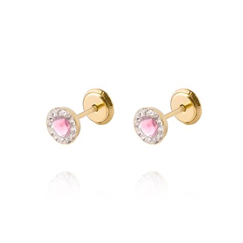 Aros de Oro 18kt Circulo Rosa Francia 5mm-0