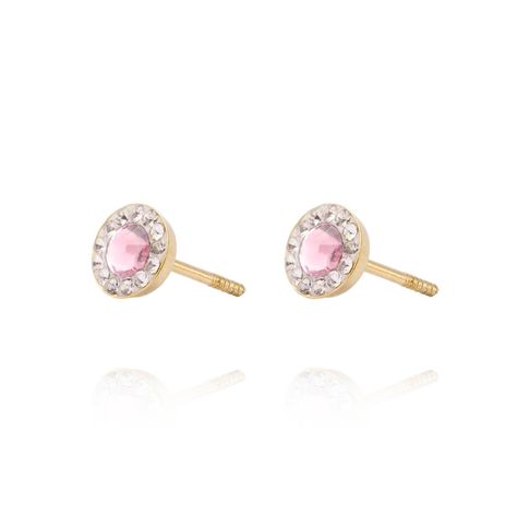 Aros de Oro 18kt Circulo Rosa Francia 5mm-1