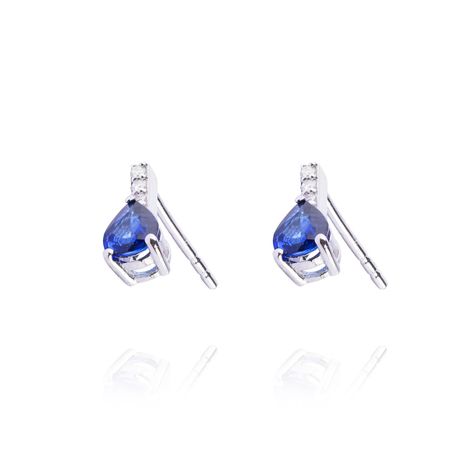 Aros de Oro 18kt con Diamantes 4pts total SI/H 69pts Zafiro-0