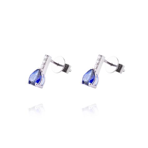 Aros de Oro 18kt con Diamantes 4pts total SI/H 69pts Zafiro-1