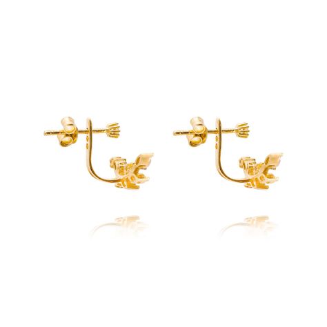 Aros de Oro 18kt Hojas Circon 9314-2