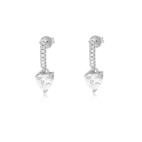 Aros de Plata Esterlina 925 Riel Corazon Circon-0