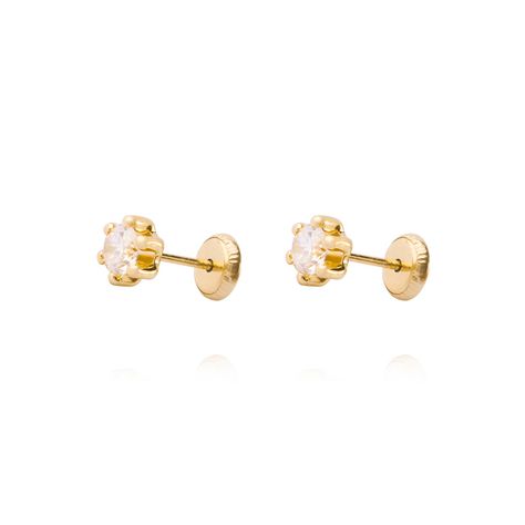 Aros de Oro 9kt Circon 4mm 6 Grifas-0