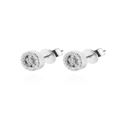 Aros de Oro Blanco 18kt con Diamantes 27pts total SI/H-0