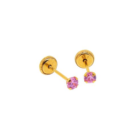 Aros de Oro 18kt Piedra Rosa de Francia 2,5mm-1