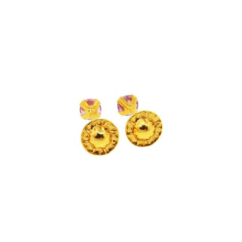 Aros de Oro 18kt Piedra Rosa de Francia 2,5mm-2