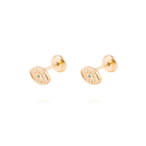 Aros de Oro de 18kt Ojo turco de circones-0