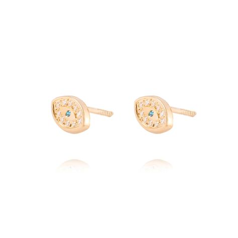 Aros de Oro de 18kt Ojo turco de circones-1