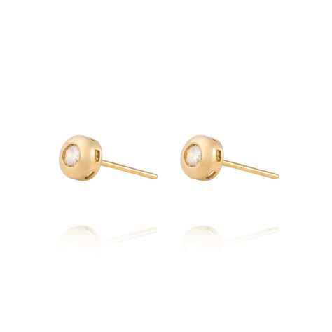 Aros de Oro 18kt Con Punto de Luz Circonita 4mm-2