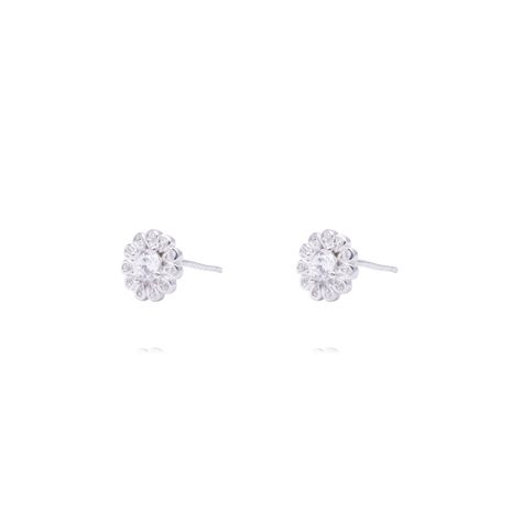 Aros Plata Esterlina 925 Flor Radiante y Circonitas-0