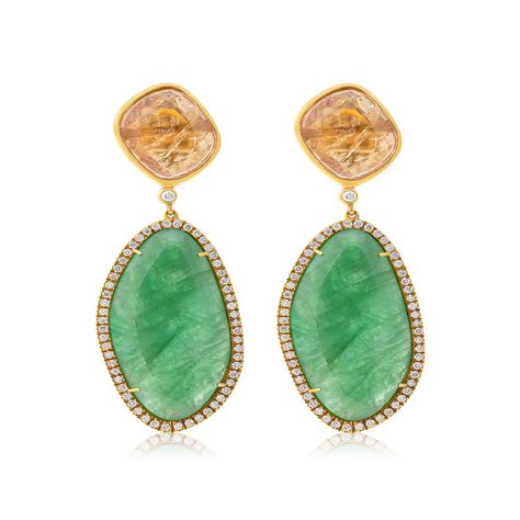 Aros Oro Amarillo 18kt Diamantes Esmeralda y Topacio-0