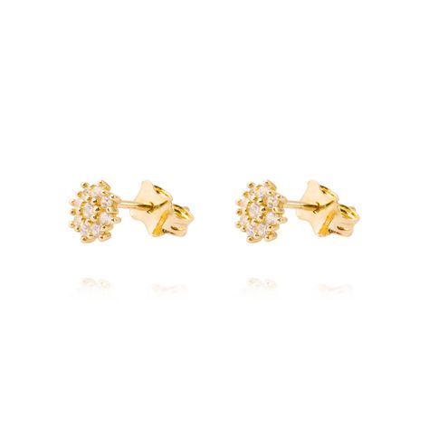 Aros de Oro 14kt Copo Circón Brillante-0