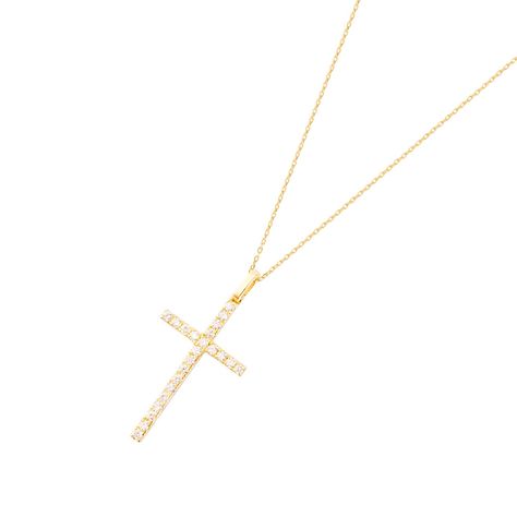 Collar Oro Blanco 18kt Cruz Diamantes de 22 Pts-0