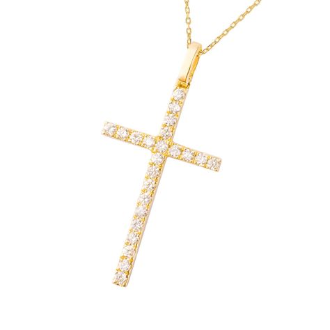 Collar Oro Blanco 18kt Cruz Diamantes de 22 Pts-1