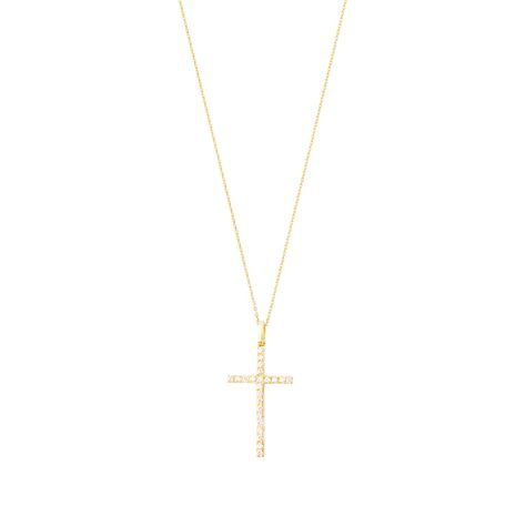 Collar Oro Blanco 18kt Cruz Diamantes de 22 Pts-2
