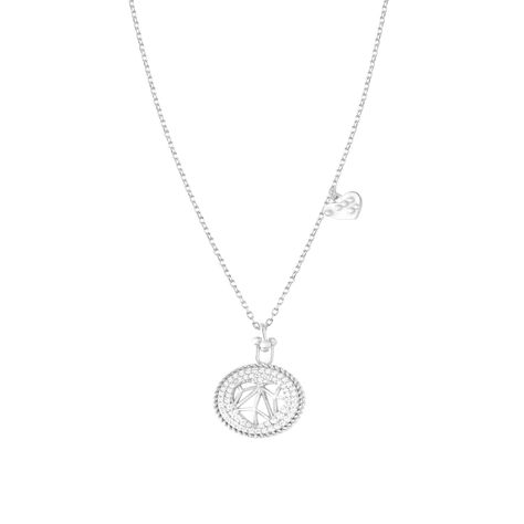 Collar de Plata Esterlina 925 Circulo Corazon Circon-0