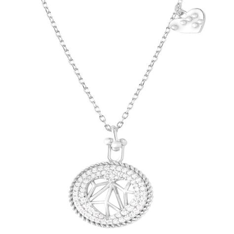 Collar de Plata Esterlina 925 Circulo Corazon Circon-2