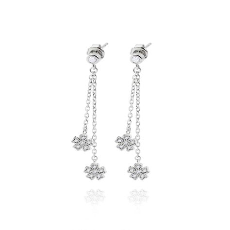 Aros de Plata Esterlina 925 Flor Circon Colgante-0