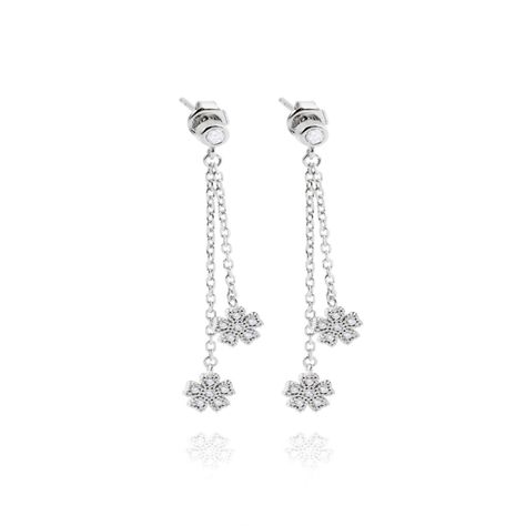 Aros de Plata Esterlina 925 Flor Circon Colgante-2