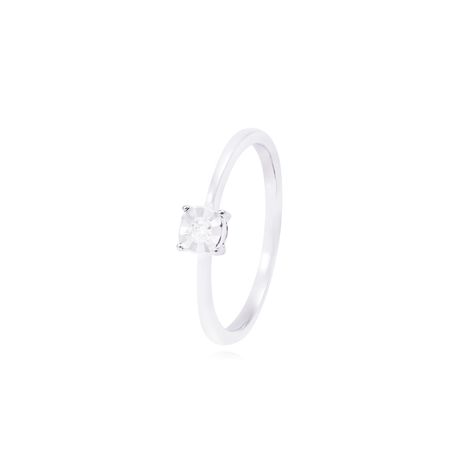 Anillo Compromiso de Oro de 18kt Solitario 3 puntos de diamante-0