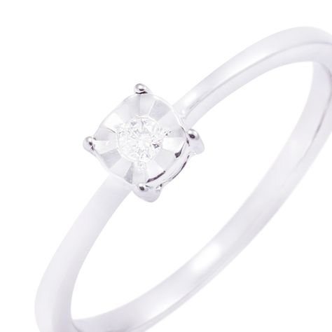 Anillo Compromiso de Oro de 18kt Solitario 3 puntos de diamante-1