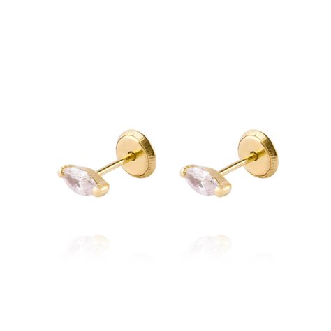 Aros de Oro 18kt Medio Circon Ovalado 3mm-0