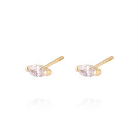 Aros de Oro 18kt Medio Circon Ovalado 3mm-1