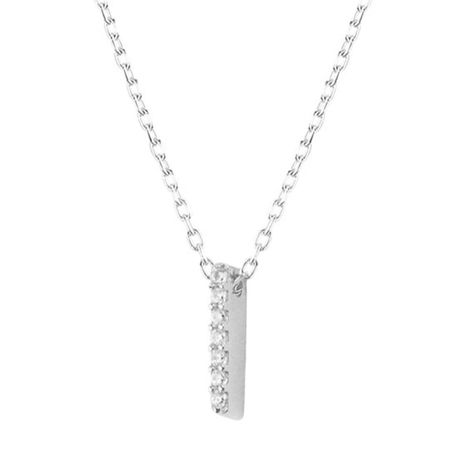 Collar de Plata Esterlina 925 Letra I Circon-2