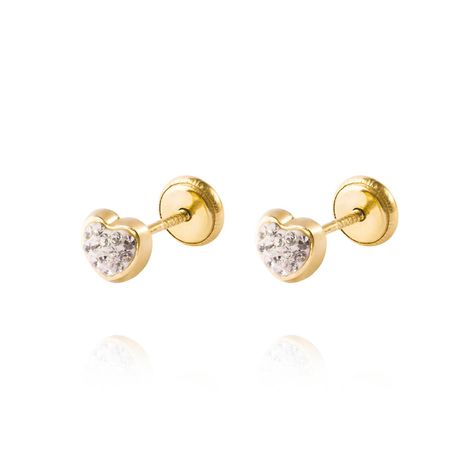 Aros de Oro 18kt Corazón con Circonita-0