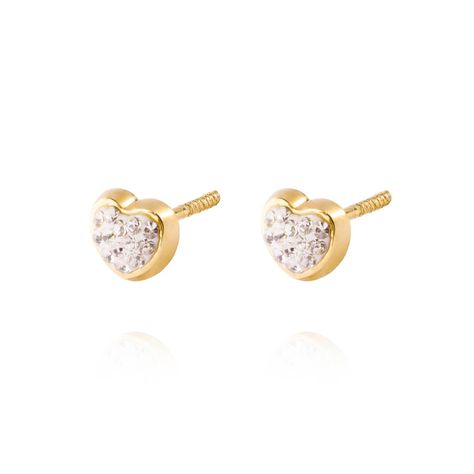 Aros de Oro 18kt Corazón con Circonita-1