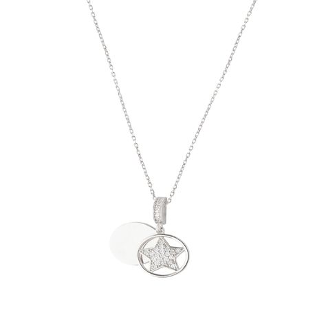 Collar de Plata Esterlina 925 Estrella Circulo-0