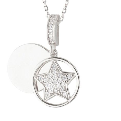 Collar de Plata Esterlina 925 Estrella Circulo-2