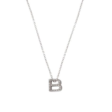 Collar de Plata Esterlina 925 Letra B Circon-0