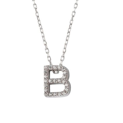 Collar de Plata Esterlina 925 Letra B Circon-2