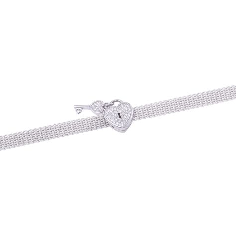 Dije de Plata broche Corazón Candado y Llave con Circonita-2