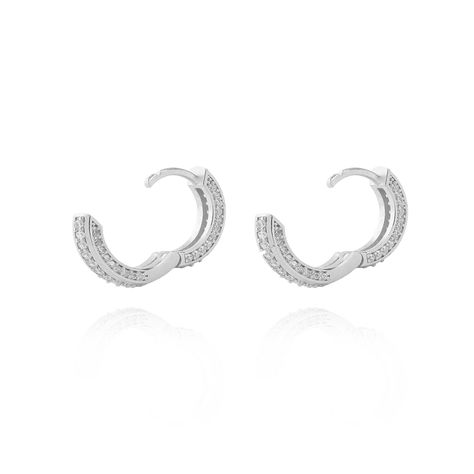 Aros de Plata Esterlina 925 Argollas Granito Circon-1