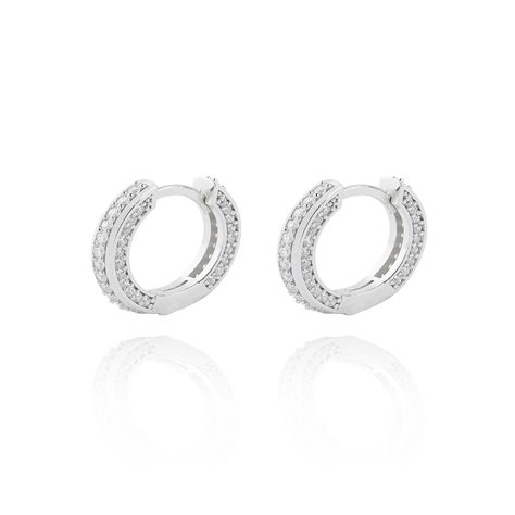 Aros de Plata Esterlina 925 Argollas Granito Circon-2