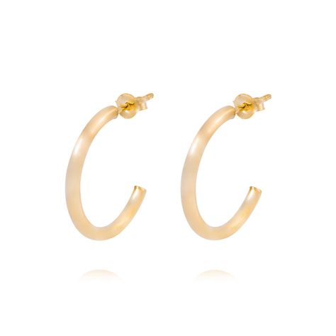 Aros de Oro 18kt Media Argolla Tubo 19MM-0
