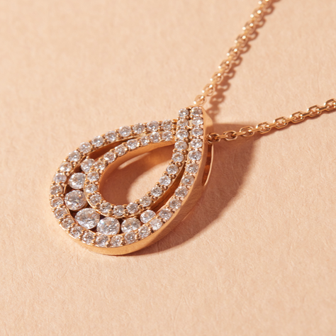 Collar Oro Miel 18kt Diamantes 43 Pts G/VS Corte Brillante-1