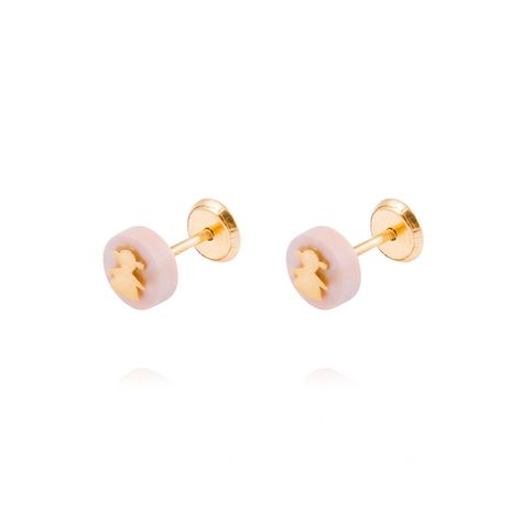 Aros de Oro 18kt Niña en círculo rosita-0