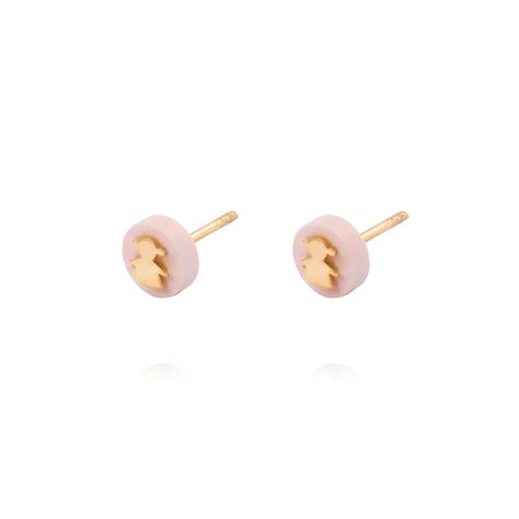 Aros de Oro 18kt Niña en círculo rosita-1