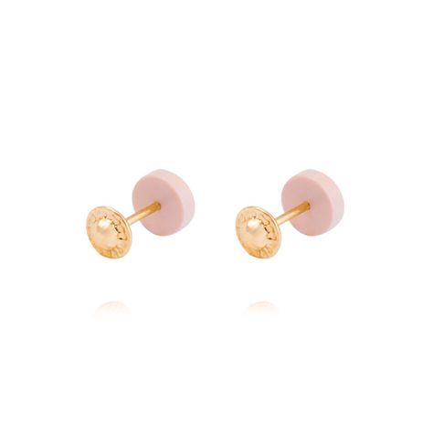 Aros de Oro 18kt Niña en círculo rosita-2