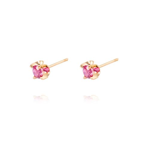 Aros de Oro 18kt Rubí 4MM-1