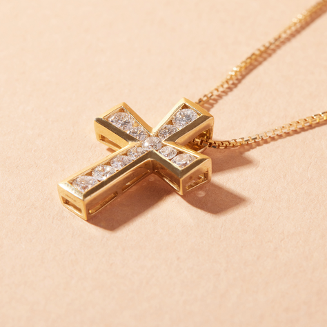 Collar Oro 18kt Diamantes Cruz 55Pts | Danielle Costantini-0