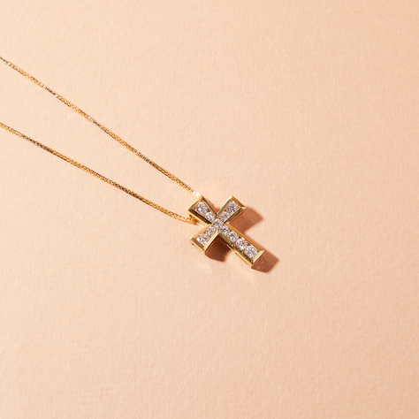 Collar Oro 18kt Diamantes Cruz 55Pts | Danielle Costantini-1