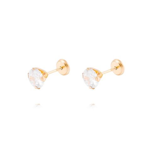 Aros de Oro de 18kt Circón solitario 6mm-0