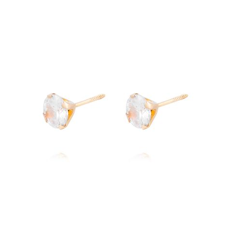 Aros de Oro de 18kt Circón solitario 6mm-1