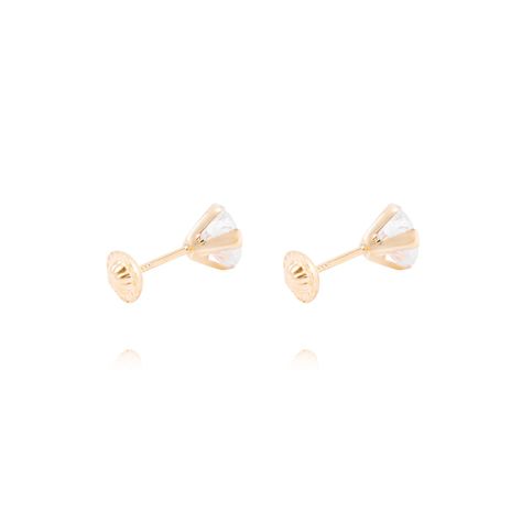 Aros de Oro de 18kt Circón solitario 6mm-2