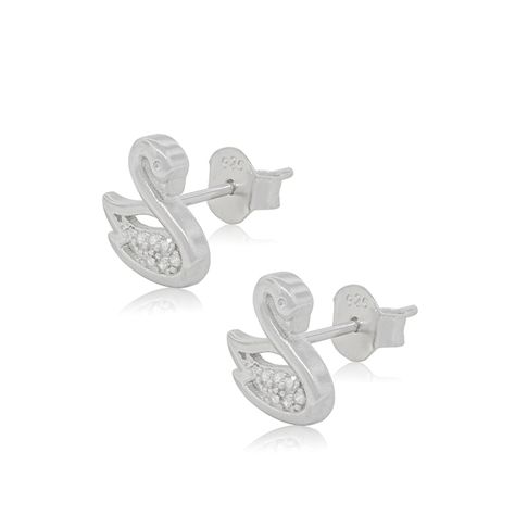 Aros de Plata Esterlina 925 Cisne Circon-1